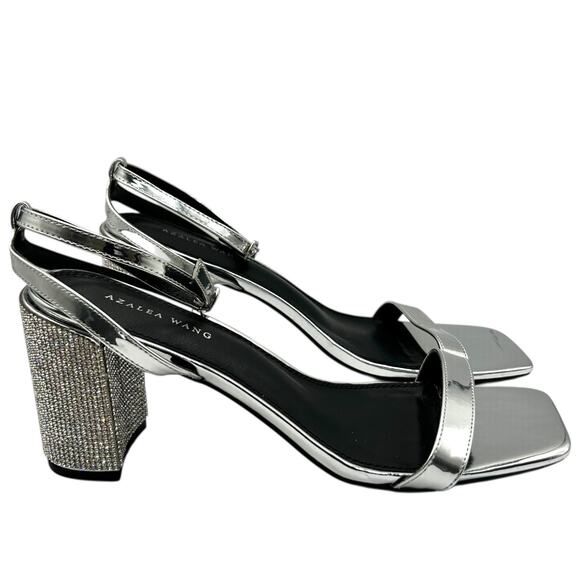Azalea Wang Women's Parry Metallic Ankle Strap Block‎ Heel Sandals Size 11 - Picture 3 of 12